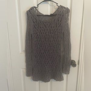 Moda International Purple/Grey Long Sleeve Crochet Top